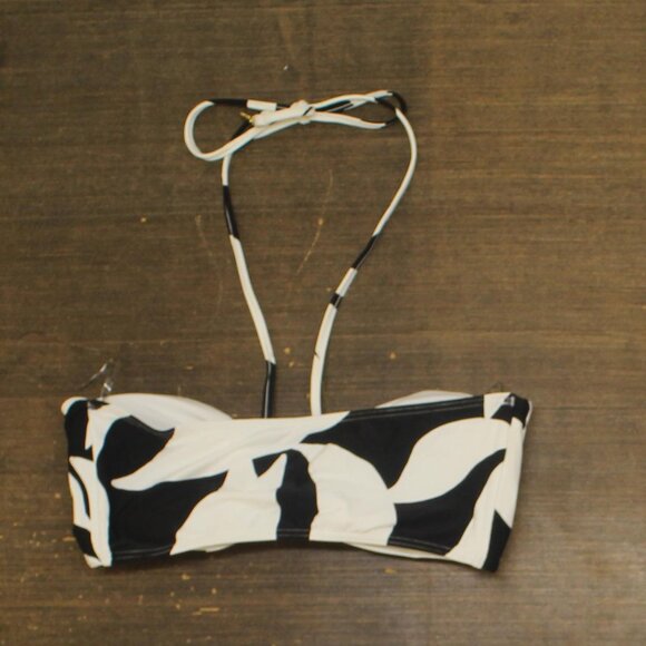 Vince Camuto Womens Halter Bandeau Bikini Swim Top V1D083 Black / Whte L - Picture 2 of 5